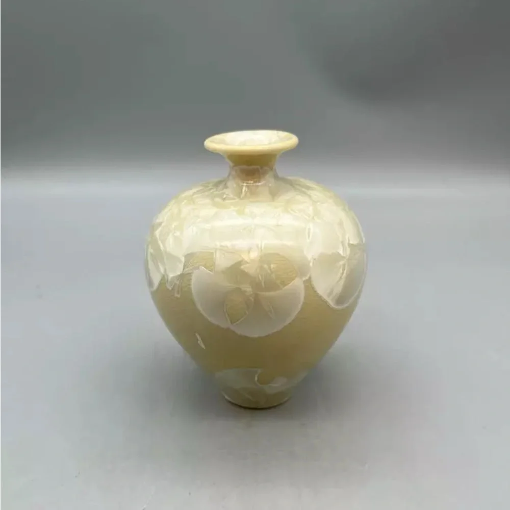Louise Reding Crystalline Vase Studio Art Pottery Ivory Signed